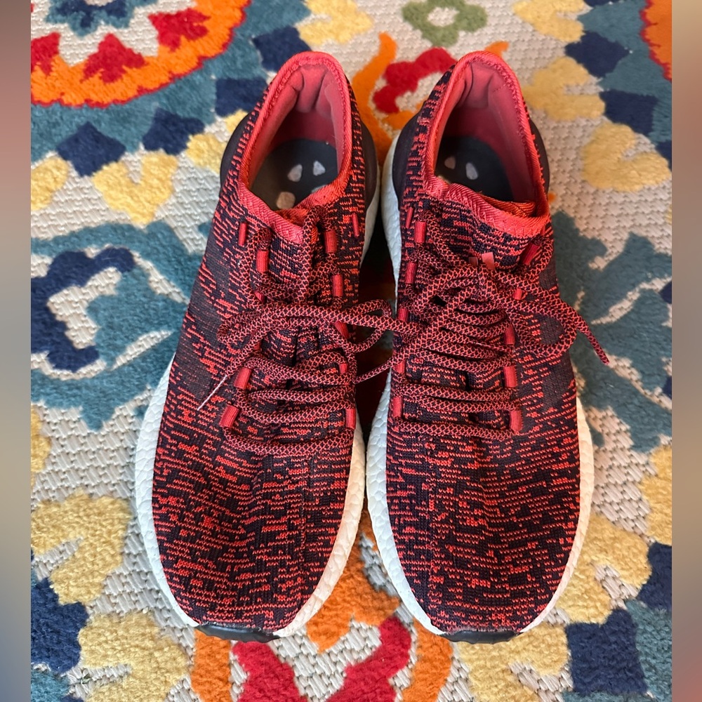 Adidas Pureboost Tactile Red / Dark Burgundy-Black Running Shoes Men’s 11